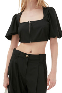 Blouse zippée fluide chiné - Black