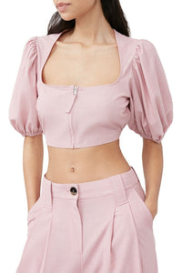 Mottled fluid zipped blouse - Pink Tulle