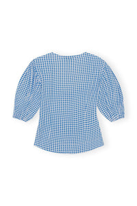 Crepe print button-down blouse - Strong Blue