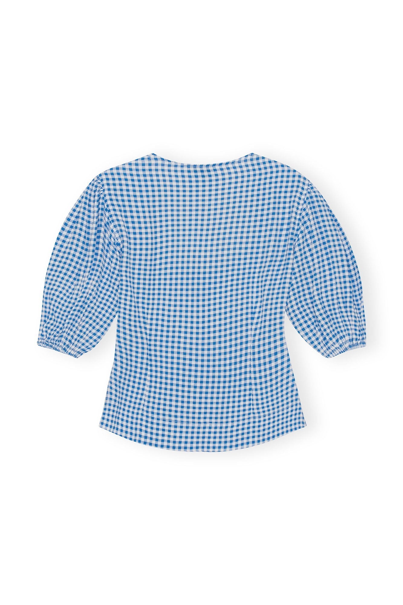 Crepe print button-down blouse - Strong Blue