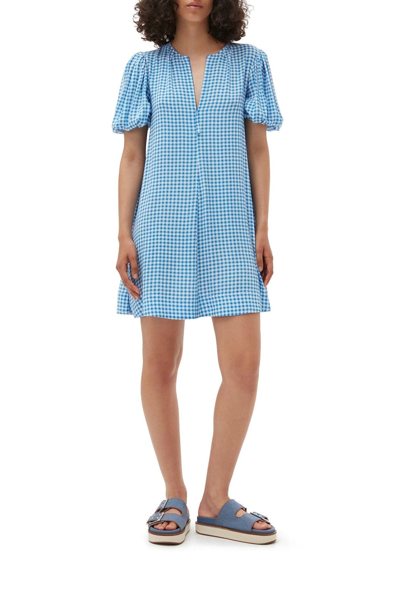 Robe courte en crêpe imprimé - Strong Blue
