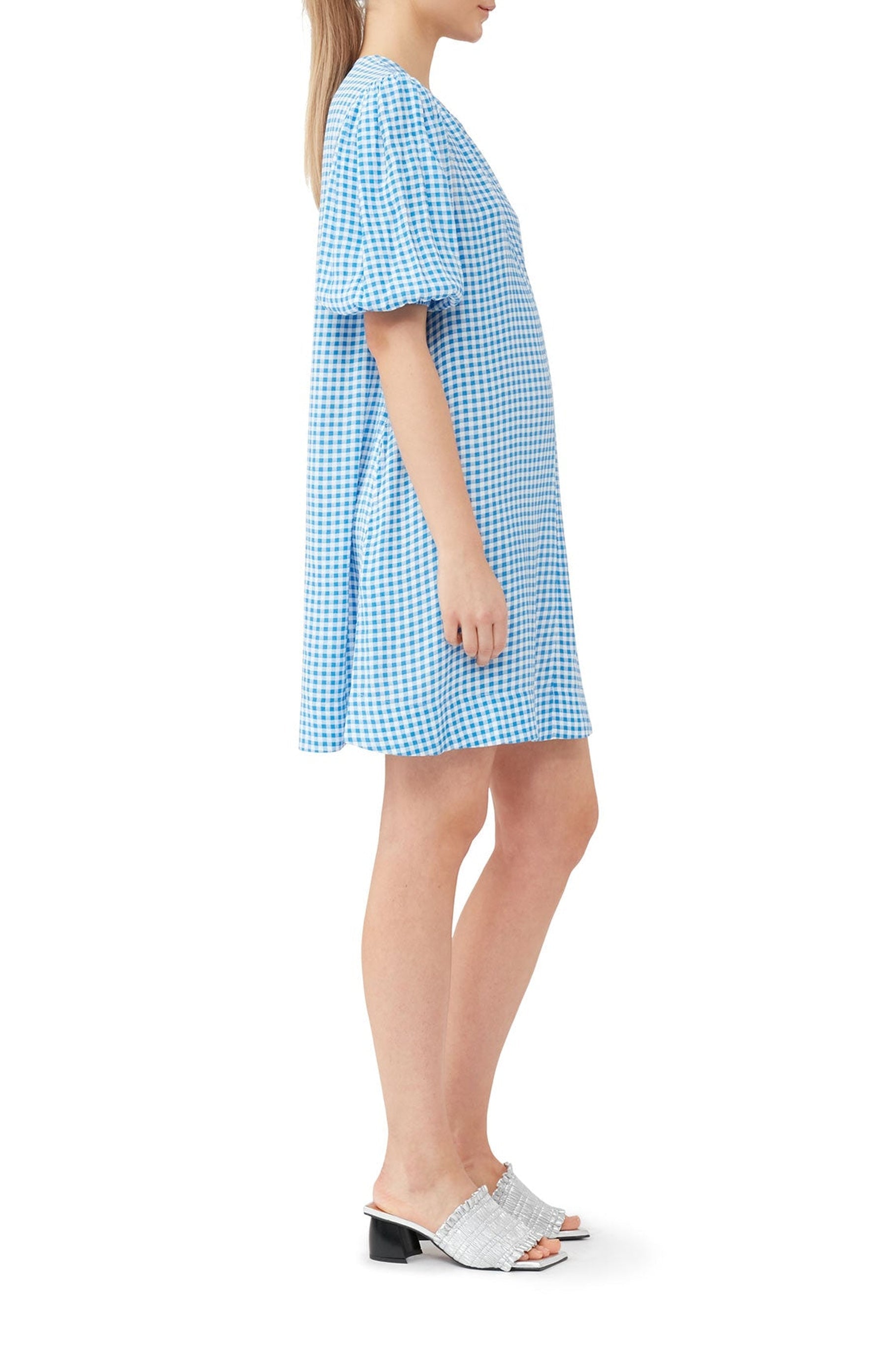 Robe courte en crêpe imprimé - Strong Blue