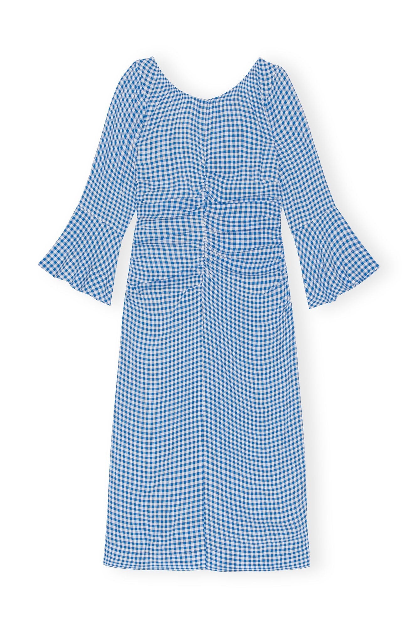 Robe midi froncée en crêpe imprimé - Strong Blue