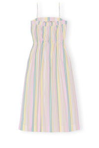 Robe longue à bretelles et rayures en coton - Multicolour
