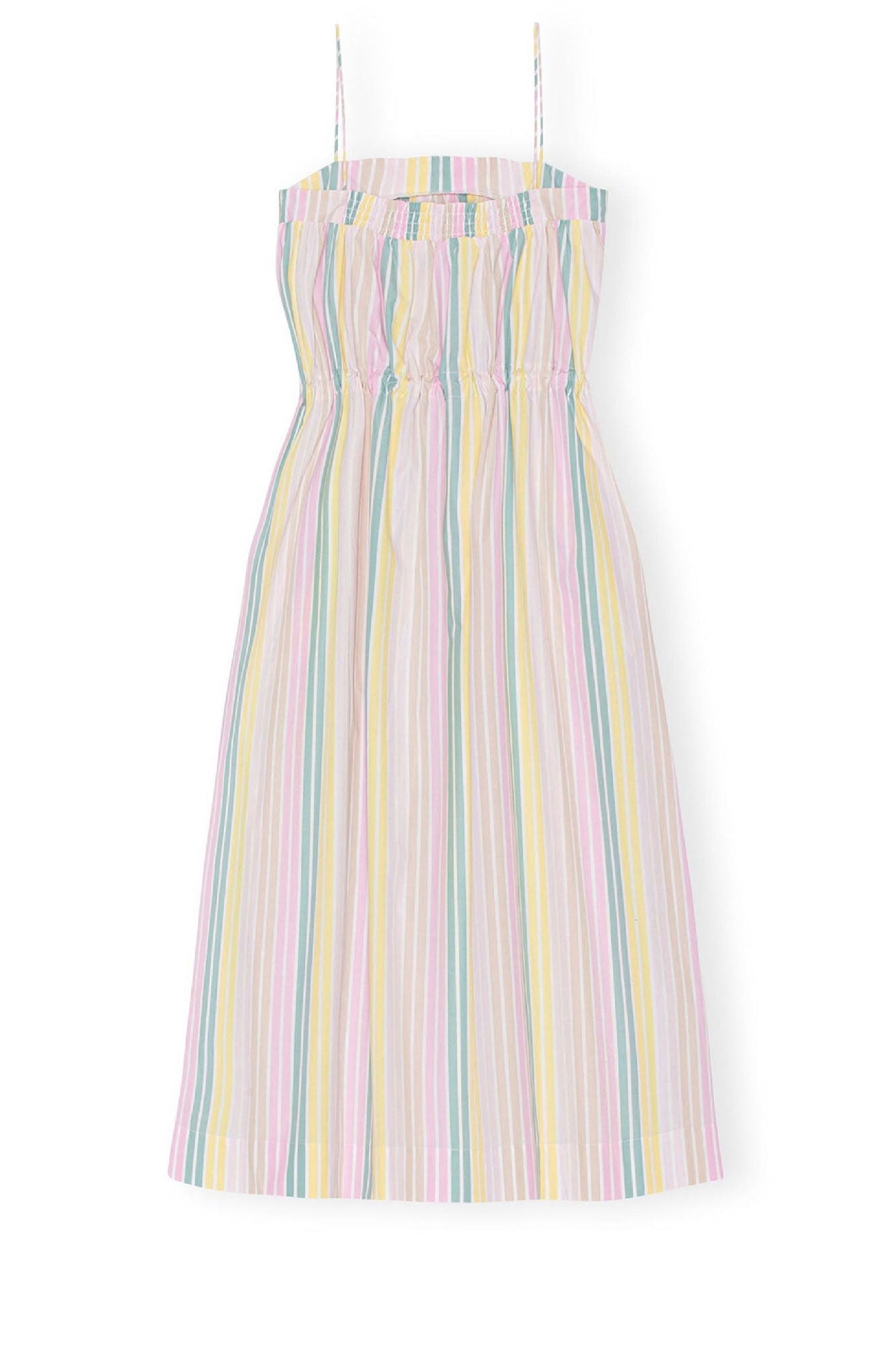 Robe longue à bretelles et rayures en coton - Multicolour