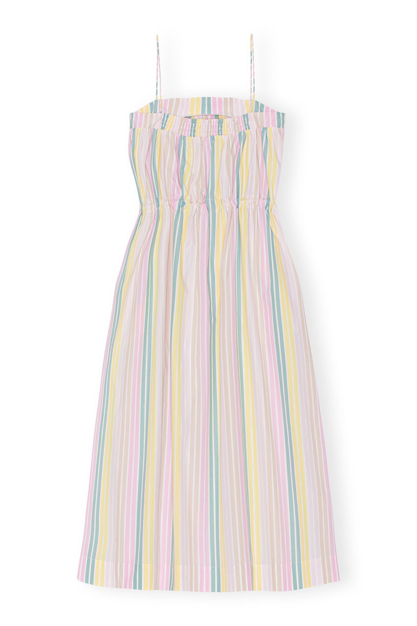 Robe longue à bretelles et rayures en coton - Multicolour