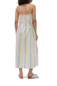 Robe longue à bretelles et rayures en coton - Multicolour