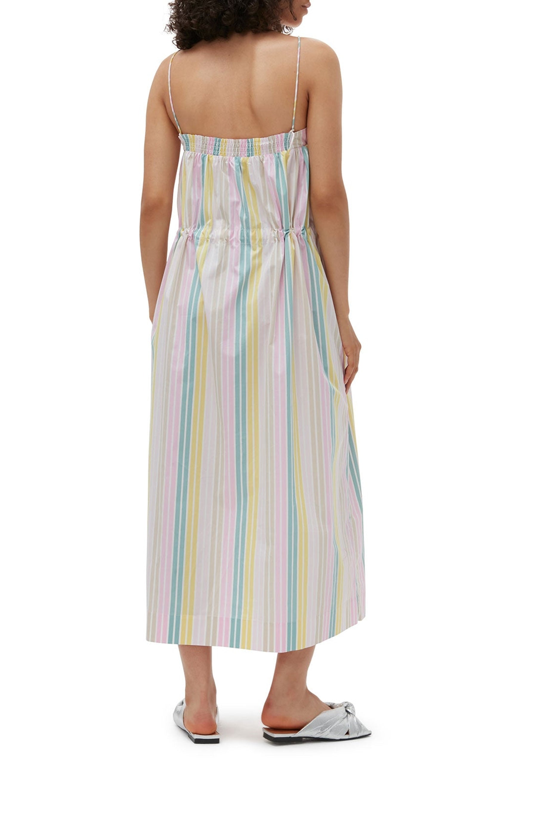 Robe longue à bretelles et rayures en coton - Multicolour