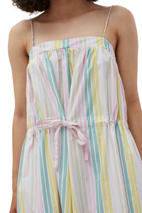 Robe longue à bretelles et rayures en coton - Multicolour