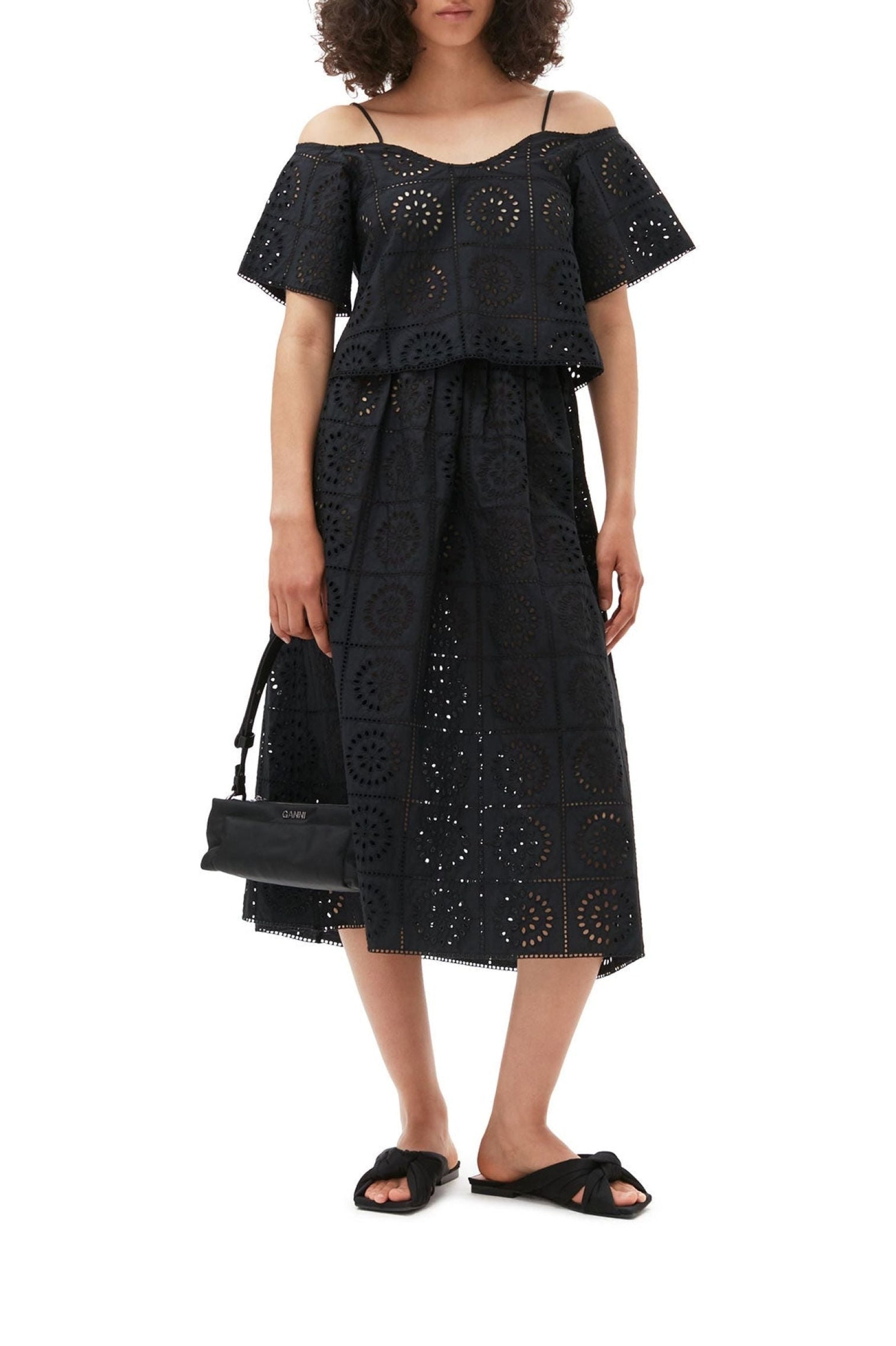 Jupe en broderie anglaise - Black
