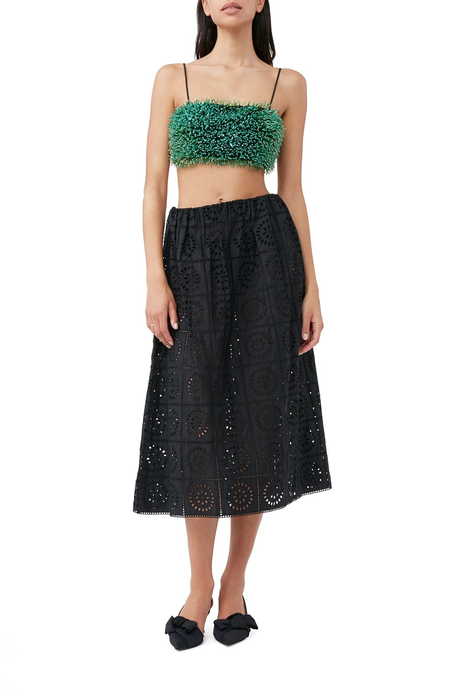 Jupe en broderie anglaise - Black