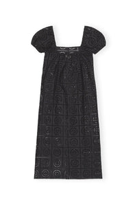 Robe midi en broderie anglaise - Black