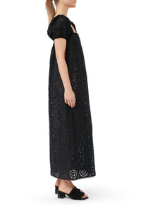 Robe midi en broderie anglaise - Black