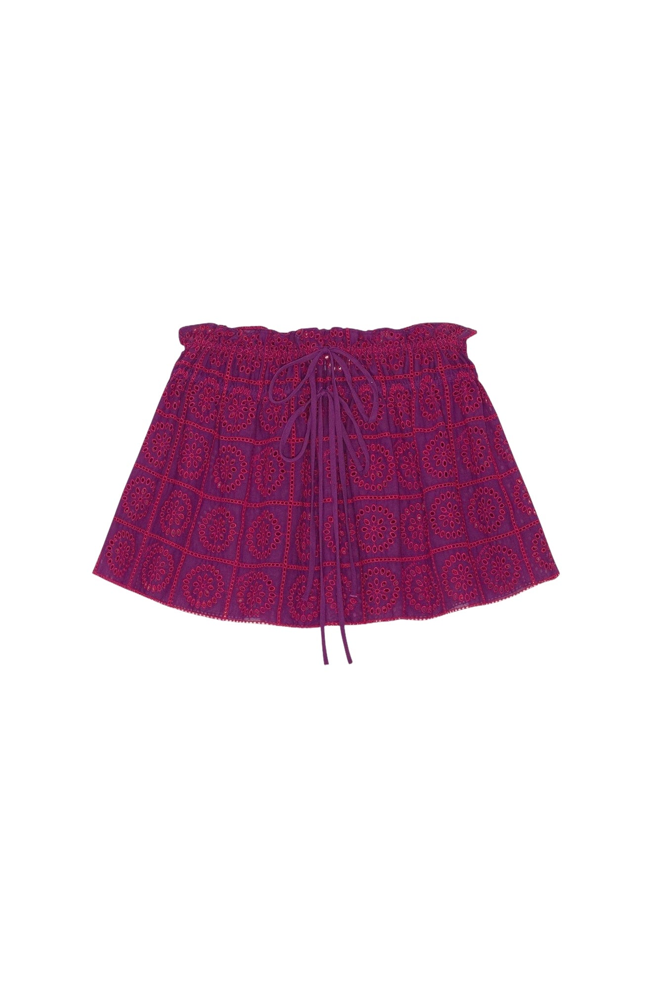 Jupe courte en broderie anglaise - Sparkling Grape