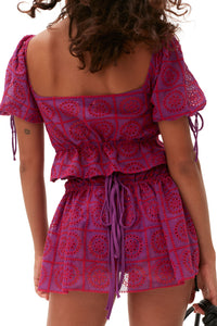 Jupe courte en broderie anglaise - Sparkling Grape