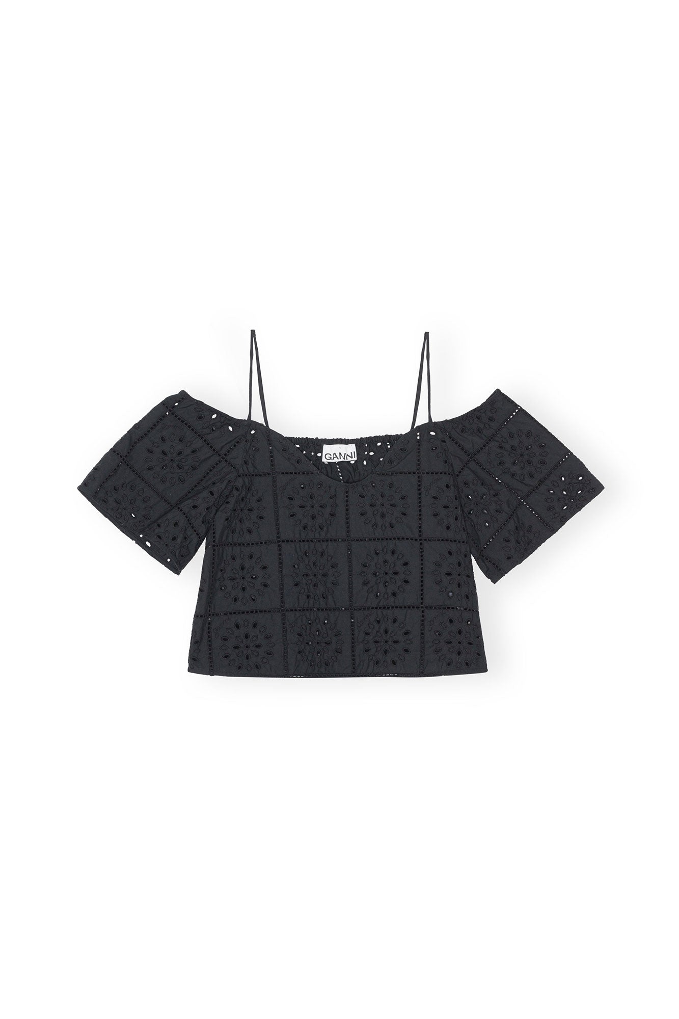 Top en broderie anglaise - Black