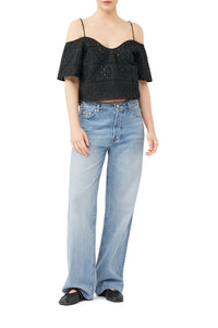 Top in broderie anglaise - Black