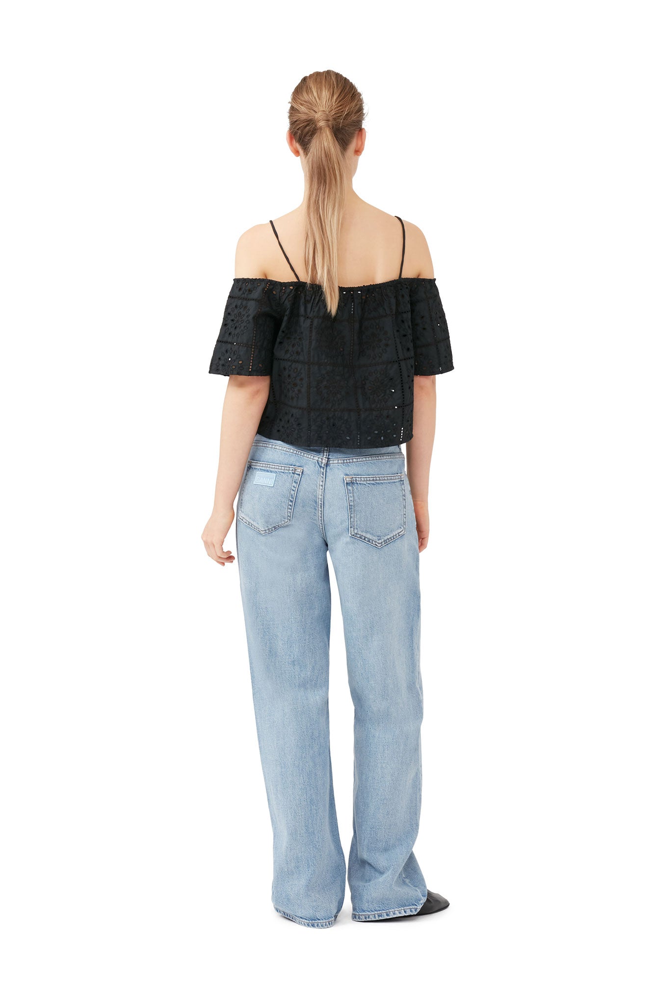 Top en broderie anglaise - Black