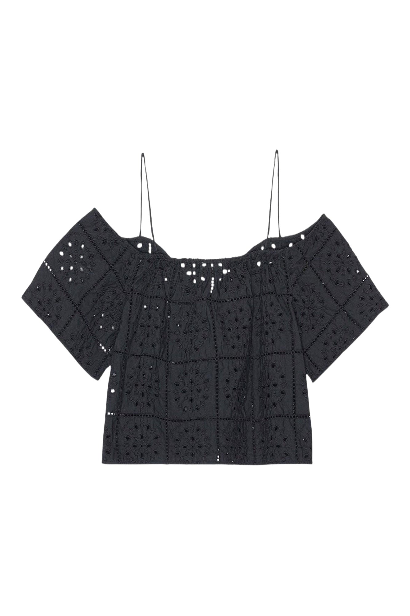 Top en broderie anglaise - Black