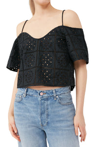 Top en broderie anglaise - Black