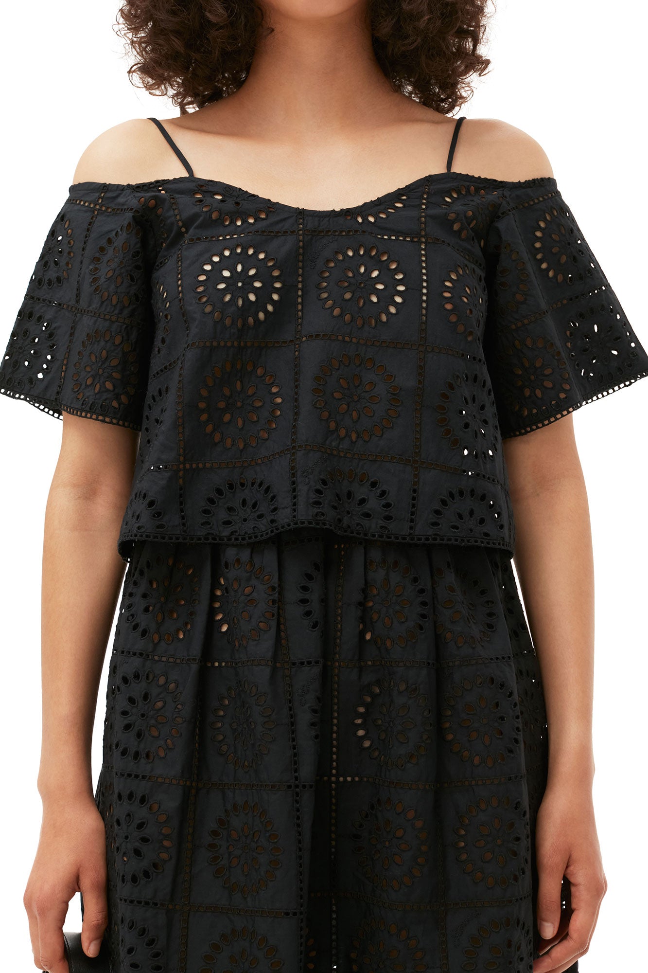 Top en broderie anglaise - Black