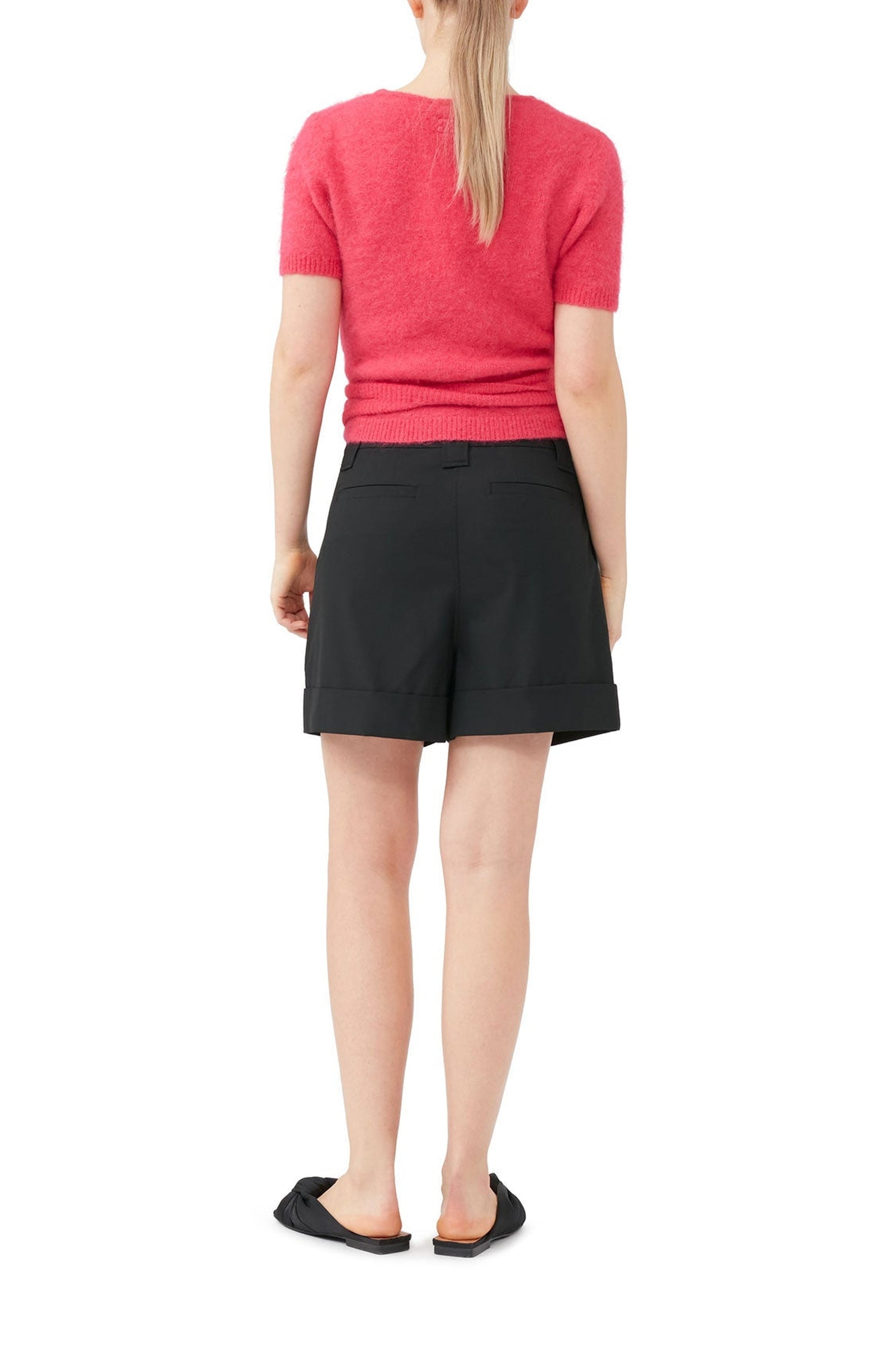 Short drapé en tissu mélangé - Black