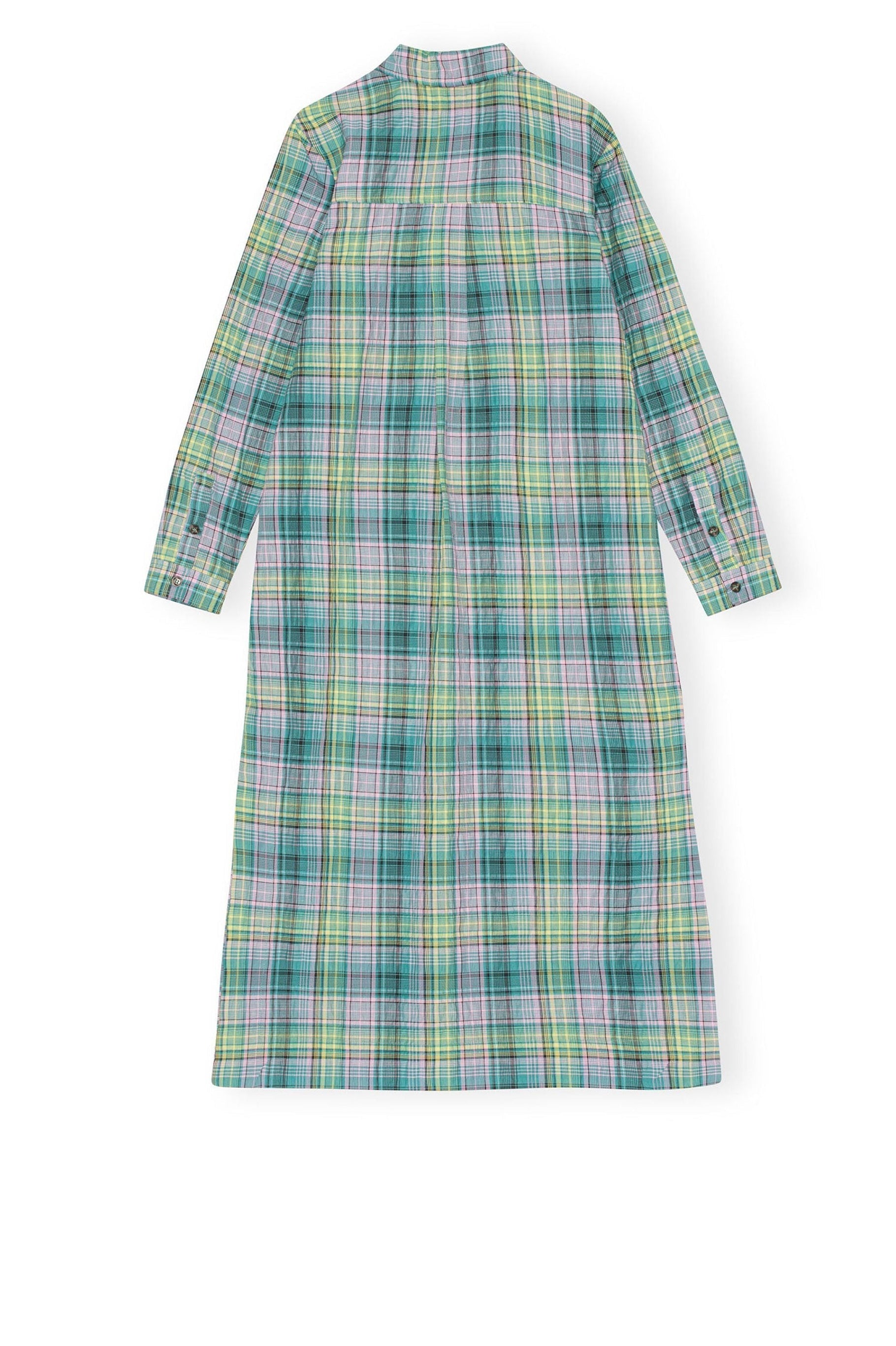 Robe chemise à carreaux en crêpe - Lagoon