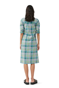 Robe chemise à carreaux en crêpe - Lagoon