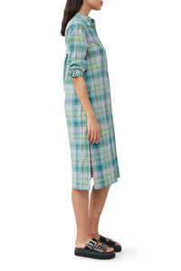 Robe chemise à carreaux en crêpe - Lagoon