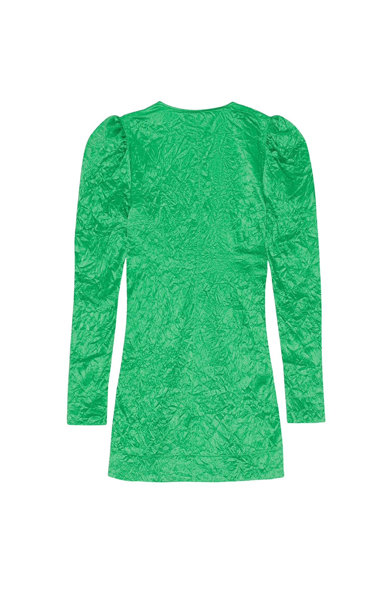 Fluid V-neck short dress in satin - Bright Green