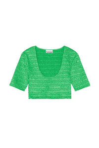 Chemisier à smocks croisés en satin - Bright Green