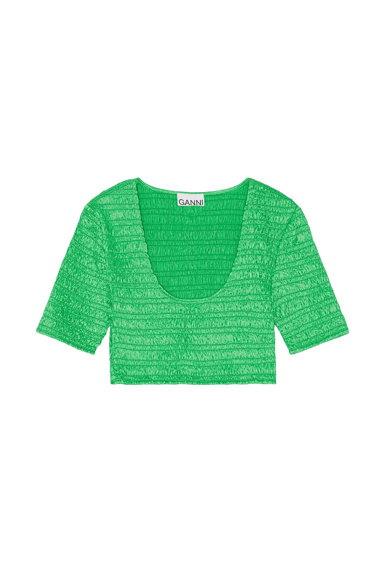 Chemisier à smocks croisés en satin - Bright Green