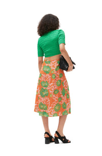 Chemisier à smocks croisés en satin - Bright Green