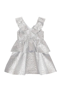 Robe courte superposée en jacquard métallisé - Silver