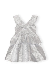 Robe courte superposée en jacquard métallisé - Silver