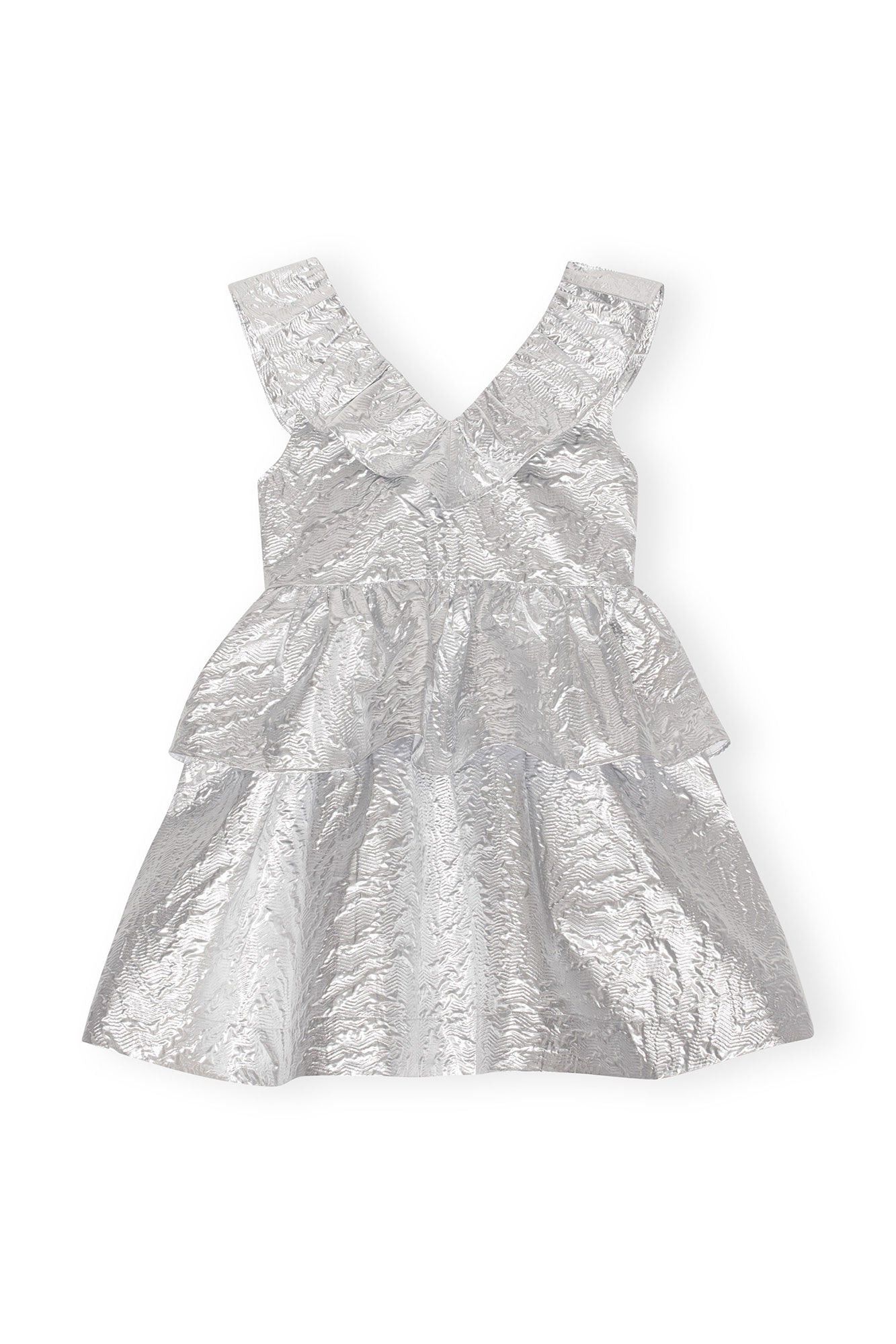 Robe courte superposée en jacquard métallisé - Silver