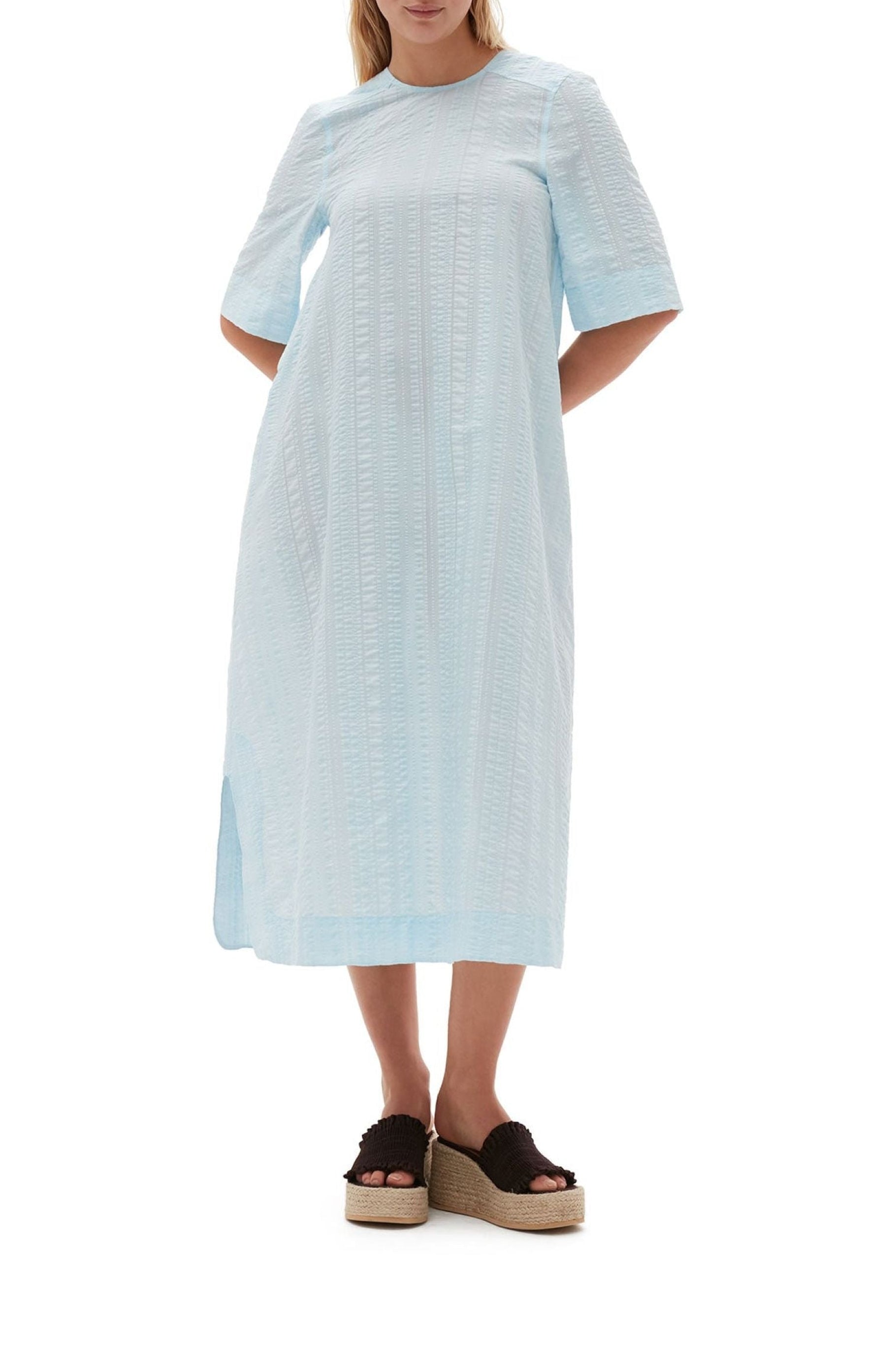 Robe longue à carreaux en crêpe - Ice Water