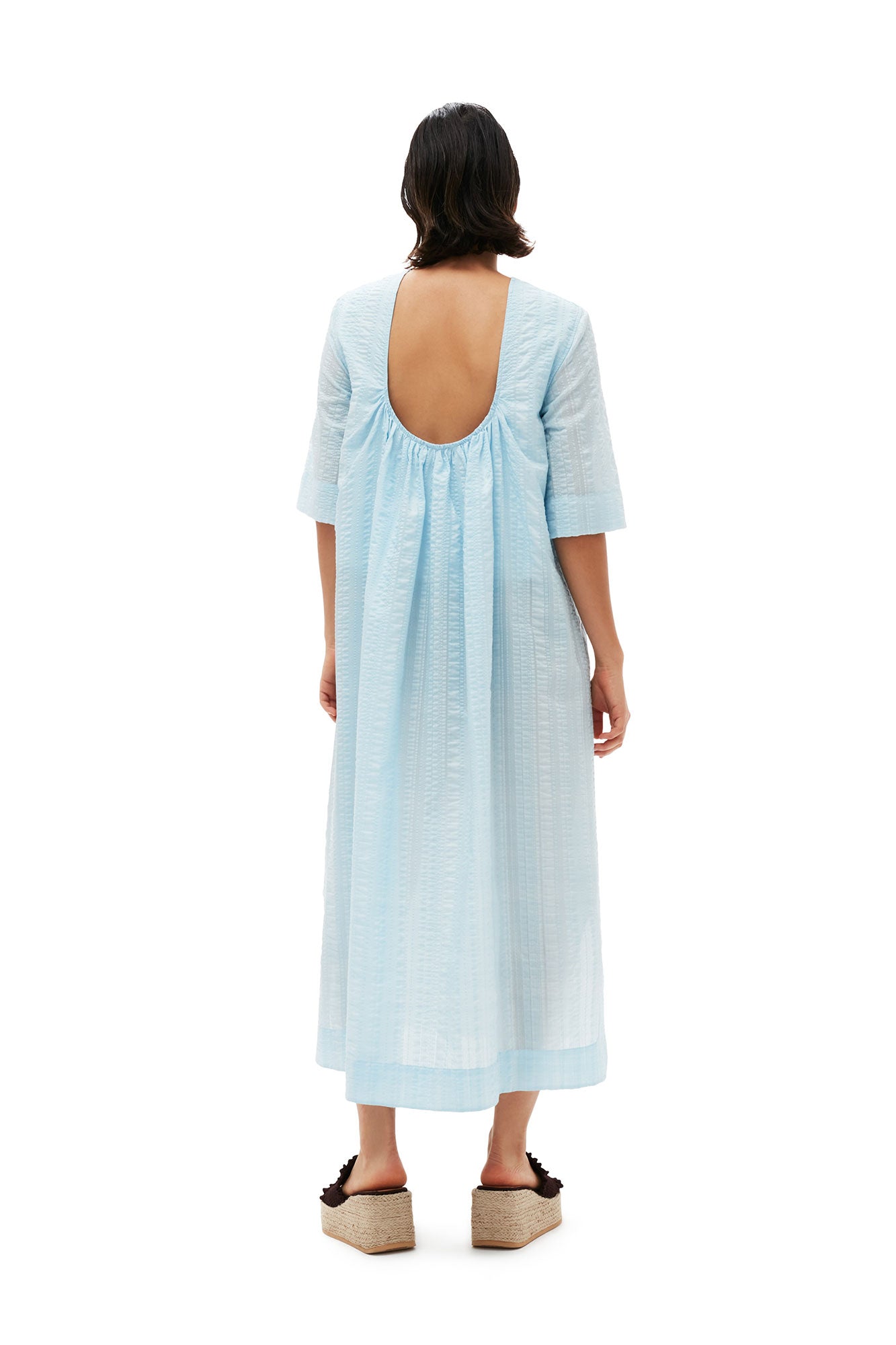 Robe longue à carreaux en crêpe - Ice Water