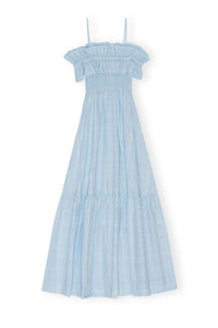Crepe check smocked maxi dress - Ice Water