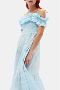 Crepe check smocked maxi dress - Ice Water