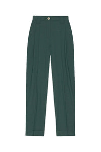 Pantalon plissé drapé en tissu mélangé - Trekking Green
