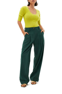 Pantalon plissé drapé en tissu mélangé - Trekking Green
