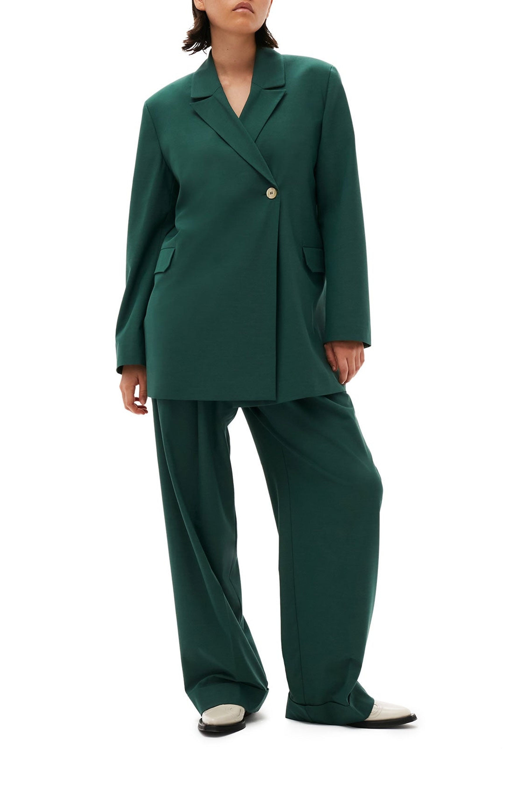 Pantalon plissé drapé en tissu mélangé - Trekking Green