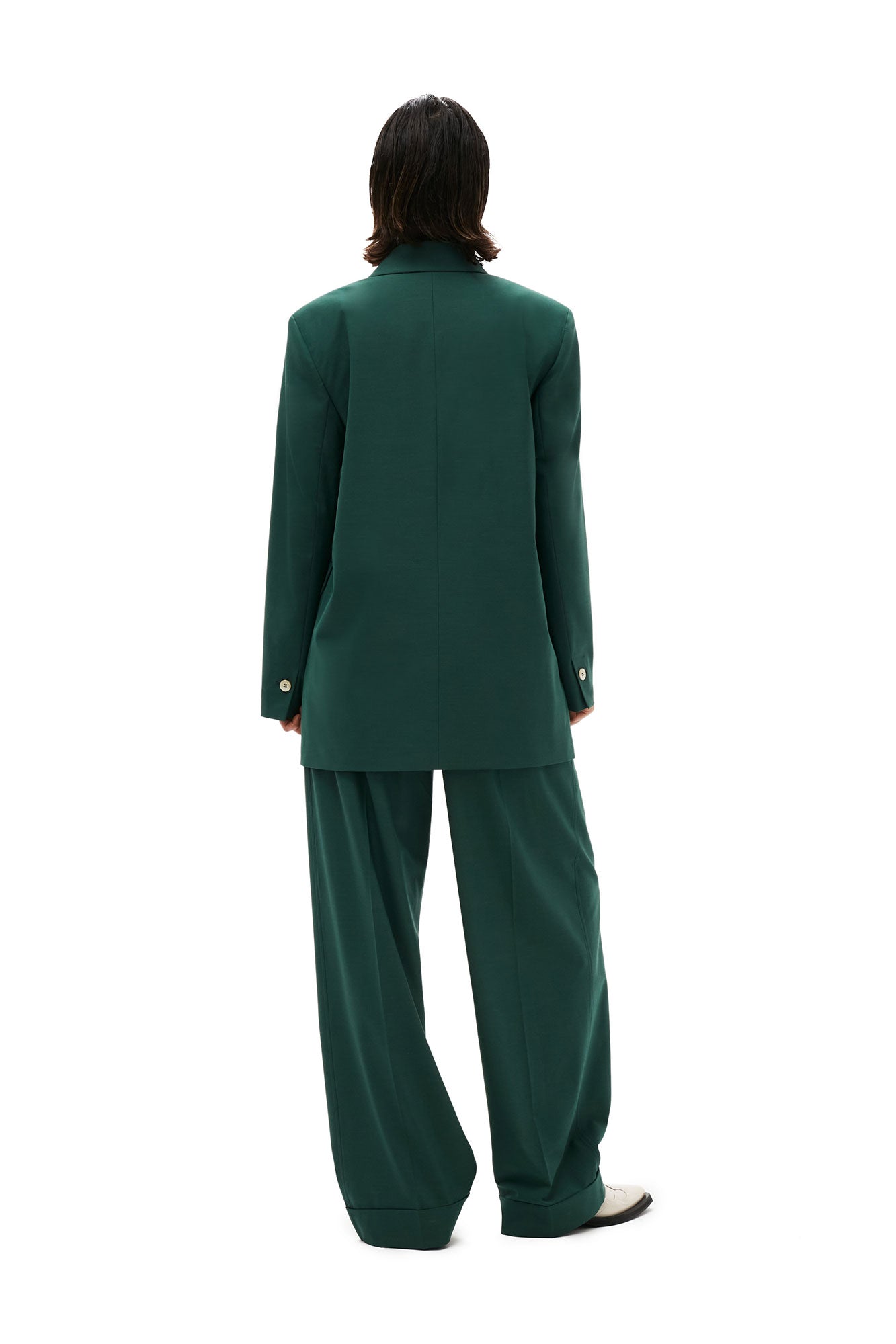Pantalon plissé drapé en tissu mélangé - Trekking Green