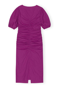 Robe longue froncée à col ouvert - Purple Wine