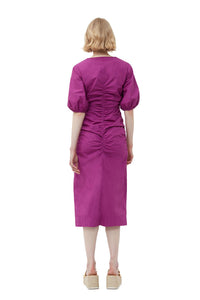 Robe longue froncée à col ouvert - Purple Wine