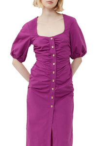 Robe longue froncée à col ouvert - Purple Wine