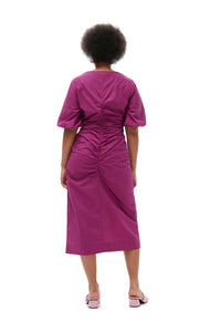 Robe longue froncée à col ouvert - Purple Wine