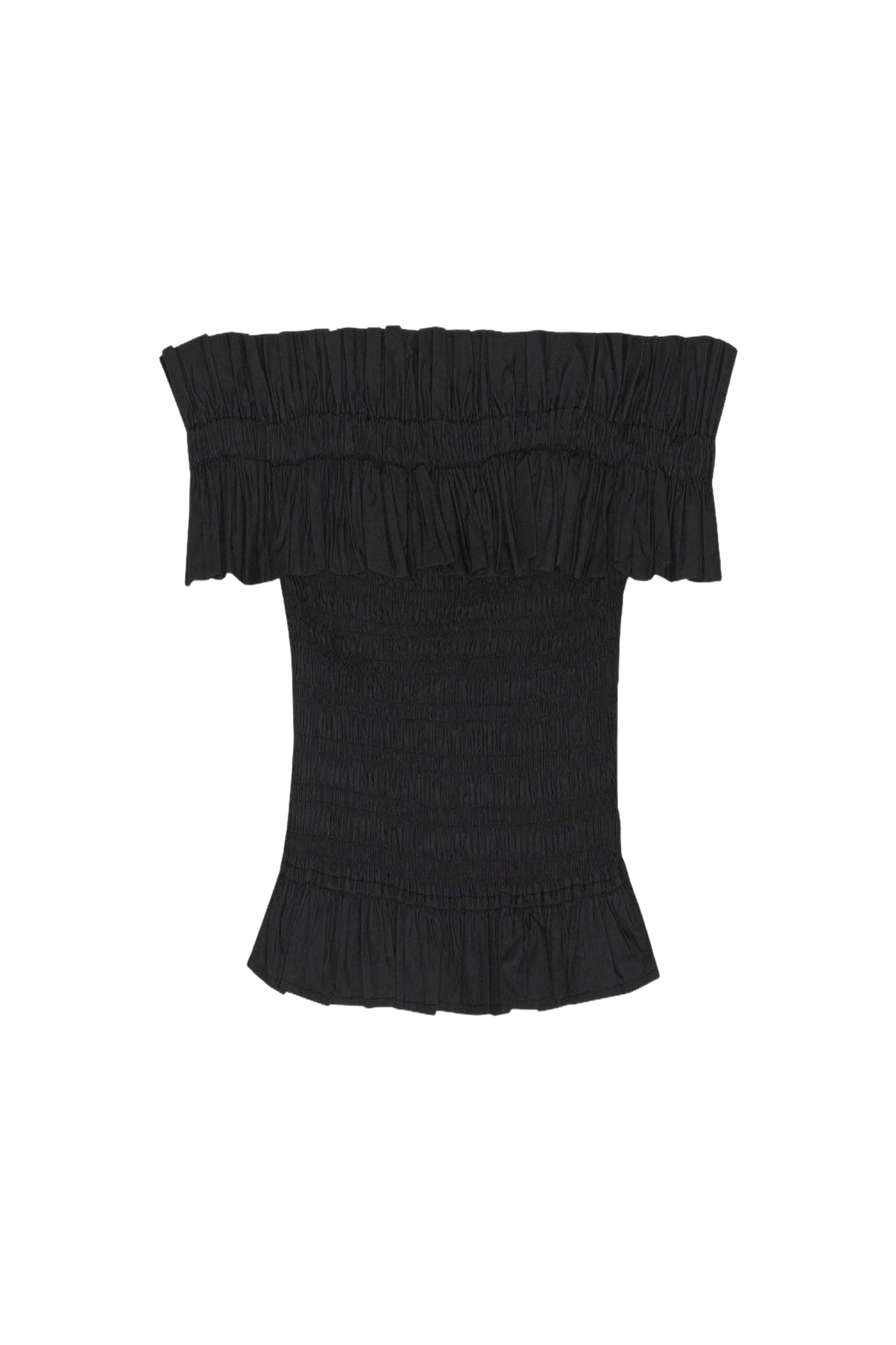 Blouse smockée à épaules dénudées - Black