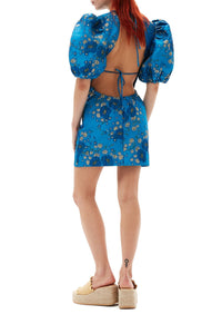 Robe courte à dos ouvert 3D en jacquard - Brilliant Blue